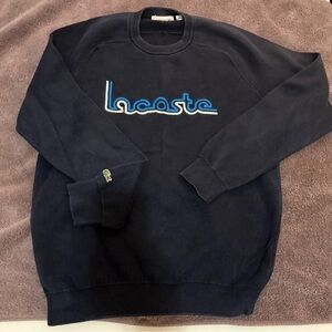Lacoste Black Crewneck Sweater with Blue Logo